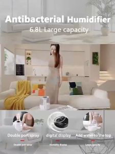 Humidifier 6.8L Large Capacity Ultra Quiet Antibacterial Smart Humidity Control Bedroom Family Baby