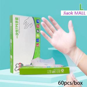 Jiaok MALL 60pcs box Latex Free Gloves TPE Disposable Gloves Transparent Non-Slip Acid Work Safety Food Grade Household Cleaning Gloves