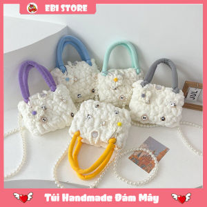 [Có Hướng Dẫn Đan] Túi Đeo Chéo Handmade Túi DIY Len Tự Đan Đám Mây Quai Bông Mềm Mịn Mix Charm Xinh Xắn - EB55