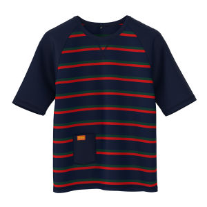 Kaos Raglan Anak Motif Garis Leher Bulat Bahan Katun 100% Usia 1-10 Tahun - Multicolor