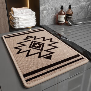 Absorbent Linen Bathroom Carpet Anti Slip Kitchen Soft Mat Washable Entry Door Floor Mat