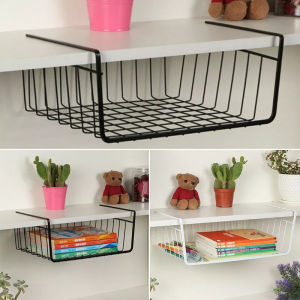Under Shelf Table Storage Basket Desk Kitchen Cabinet Wire Hanging Rack Organizer Storage Metal Rack