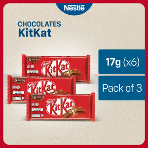 KITKAT 2 Finger Milk Chocolate Bar Flowrap 6-Pack 17g - Pack of 3