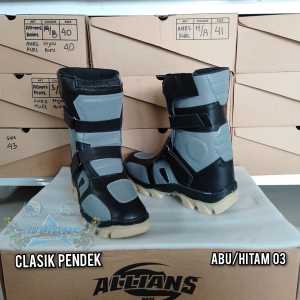 Sepatu Cross PENDEK Safety Sepatu Trail Vintage  Sepatu Gunung Mx boots Sepatu Trabas Sepatu Cross Clasik 03 ABU HITAM