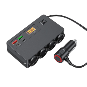 Universal Car Power Adapter With Digital Display 12V 24V Multiple USB Ports Overcurrent Protection For Mobile Devices