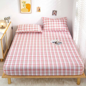 SUNLIGHT HOME Plaid BedsheetSimple Style Fitted Bed SheetComfortable Mattress Protector(No Pillow Case)