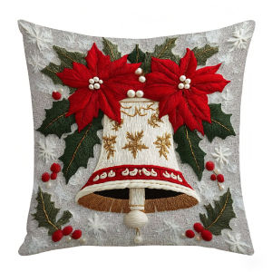 Pillow Case Warmth Function 4pcs Christmas Embroidery Design Short Plush Elegance Variety of Colors