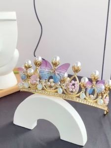Butterfly Princess Rhinestone Crown Cute Baby Girls Women Hair Accessories Crown For Kids