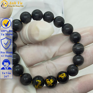 Vòng phong thủy mệnh mộc chất liệu mã não đen tự nhiên - tam hợp tỵ dậu sửu - size 8 10 12ly cho người mệnh thủy mệnh mộc - có khai quang điểm nhãn may mắn tài lộc - PHONG THỦY ANH VŨ