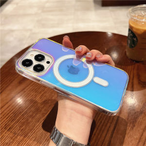 CrashStar เคสโทรศัพท์ชนิดแข็งโปร่งใสกันกระแทกสีสันสดใสสำหรับ iPhone 15 14 Pro Max Plus 13 12 11 Pro Max ชาร์จไร้สายแฟชั่นหรูหราฝาครอบโทรศัพท์แสงเลเซอร์เคสโทรศัพท์แบบใส