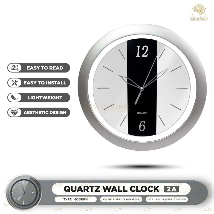 Quartz Wall Clock Modern Transparent 28cm Ø (11 inches) - Gold Mind ...