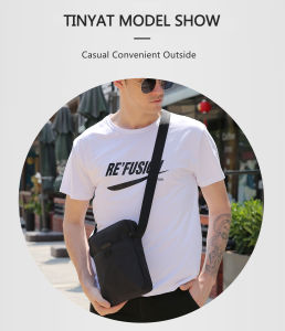 TINYAT ผู้ชาย Casual Messenger Bag หลายฟังก์ชัน Nylon กระเป๋าสะพายข้าง Crossbody ธุรกิจ Outdoor