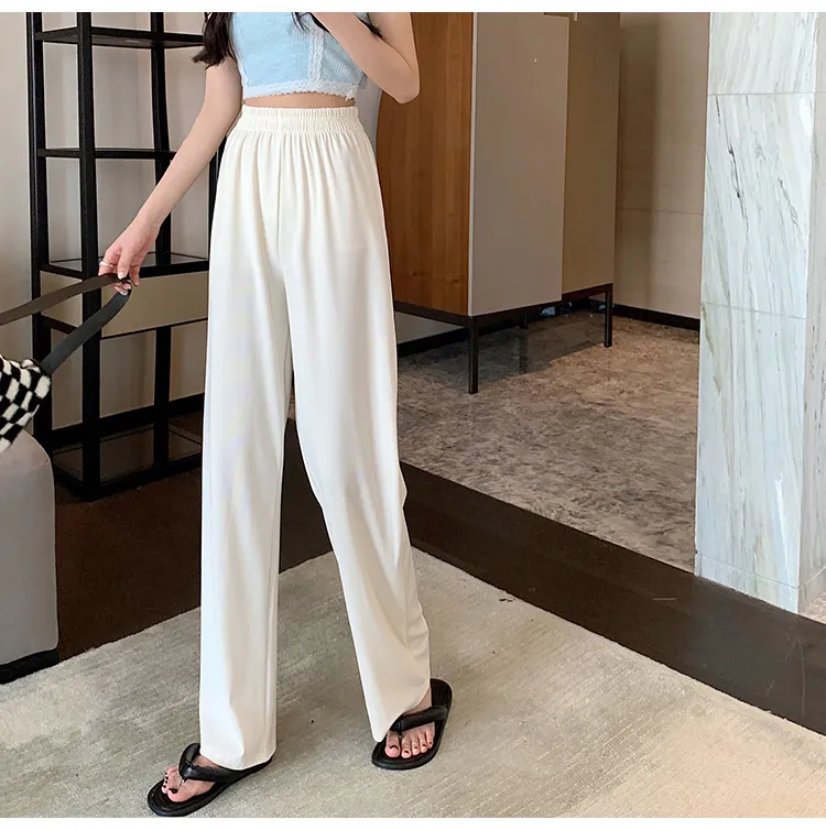 Ice Silk Wide Leg Pants Women's High Waist Loose Summer Mopping