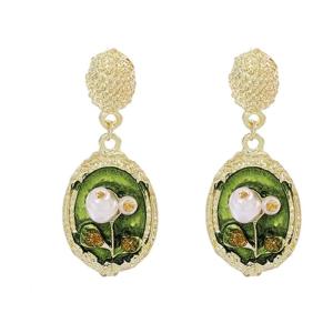 Sơn Dầu khuyên tai hoa Hợp Kim những chiếc Khuyên tai Kết Cấu Hiện Đại Tai Thời Trang Ear Pins Thích Hợp Cho Hàng Ngày Và Đảng Sử Dụng