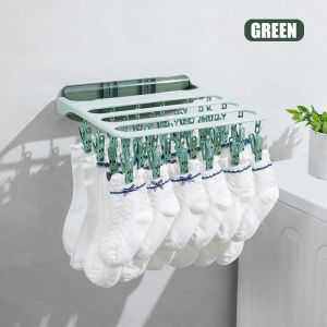 ชั้นวางผ้าพับได้แบบพับได้คลิปไม้แขวนติดผนังระเบียงในร่มในห้องน้ำแห้งถุงเท้าสิ่งประดิษฐ์สำหรับใช้ในครัวเรือน/การเดินทาง