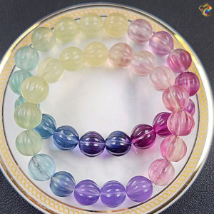 Collection Grade Colorful Fluorite Pumpkin Bracelet
