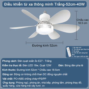 【Freeship】GOGEOUS Quạt trần mini có điều khiển từ xa cho Phòng ngủ Phòng ăn Nhà bếp Phòng trẻ em 3 chế độ đèn LED
