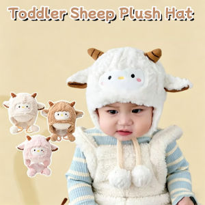 Toddler Sheep Plush Hat Soft Thick Baby Beanie Ear Protection Winter Cap 2-18 Months Coldproof