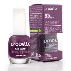 Probelle Nail Glow + Nail Strengthener and Hardener with Sheer Jelly Tint Hard To Resist Ultra Glowy Nail Shine Tinted Nails Strengthening Blush for Brittle Thin Damaged Nails 0.5 oz (Berry)
