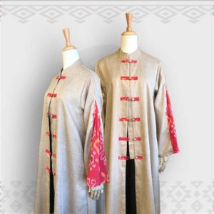 Minea outer tenun kombinasi katun linen Abirah