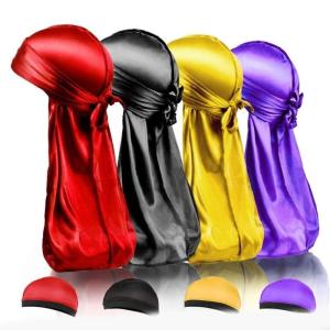 Silky Durag Long Tail Head Wrap Turban Hat for Men Women Breathable Headwrap Hat for Dreadlocks Braid Various Hair Type F3MD