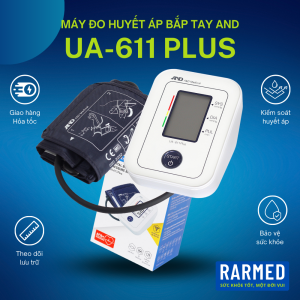 Máy đo huyết áp bắp tay tự động AND UA-611 PLUS đo huyết áp nhịp tim