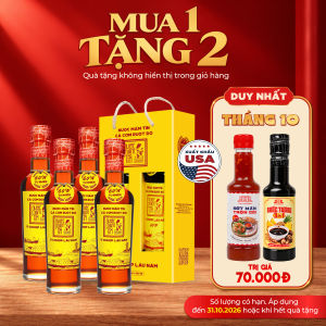 [Tặng Sốt trộn gỏi và Nước tương 3in1] Combo 4 chai thuỷ tinh 60N 250mlNước Mắm Tĩn Cá Cơm Ruột Đỏ truyền thống không chất bảo quản