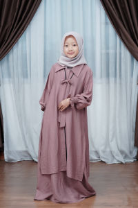 Amelia Gamis Anak Perempuan Usia 1Th-12Th Baju Lebaran 2025 Setelan Dress Rompi Outer Variasi Renda