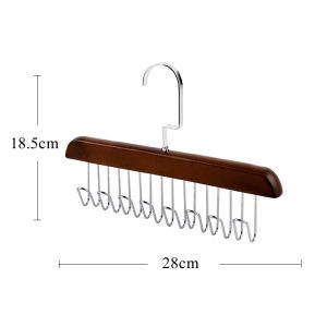 8 Hooks Solid Wood Hanger Bra Hanger Belts Rack Tie Cap Non-Slip Holder Underwear Organizer Storage