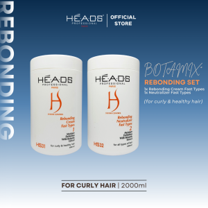 HEADS Rebonding Hair Styling Duo: Fast Type & Neutralizer Cream Set for Curly & Healthy Hair - 2000ml