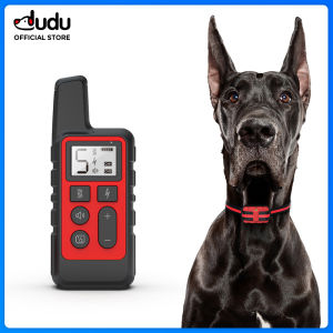 DUDU Pet 500m Electric Dog Training Collar Pet Remote Control Waterproof Rechargeable with LCD Display for All Size Shock Vibration Sound