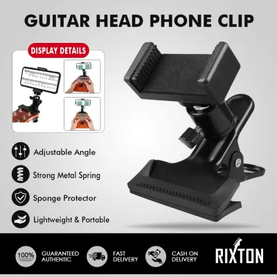 Rixton Guitar Head Clip Mobile Phone Holder Live Broadcast Bracket Clip Head for Guitar Bass kalimba(Guitar Head Phone Clip)