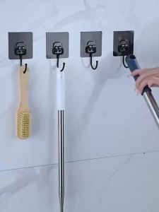 [Ready Stock]10PCS Self Adhesive Hooks Rotating Waterproof Seamless Strong Sticker Holder Wall Door Storage Hanging Hook Kitchen Bathroom Organizer