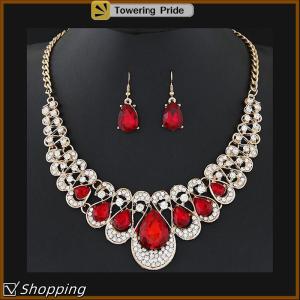 [Towering Pride] Jewelry Set Fashion Metal Sparkle Necklace Earring Set For Woman Party Jewelry Gift
