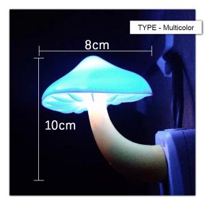 Lampu Tidur LED Bentuk Jamur Kecil Dengan sensor Cahaya
