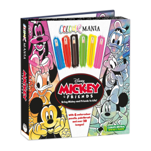 Disney Mickey & Friends Colouring Book Colourmania Gift Set with 6 Watercolour Pencils (HB) for Kids