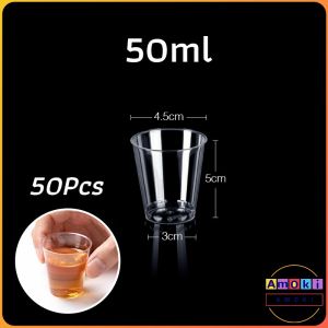 Amoki 50pcs Disposable Plastic Cup Transparent Household Meal Cup Wedding Cups 30ml 50ml