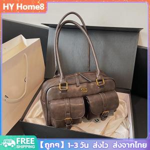 [พร้อมส่ง] กระเป๋าสะพายไหล่ผู้หญิงหนัง PU กระเป๋าถือบอสตันสองช่อง Boston Bag กระเป๋าซิปทรงเรโทรสำหรับใช้ประจำวัน แฟชั่นและใช้งานได้จริง