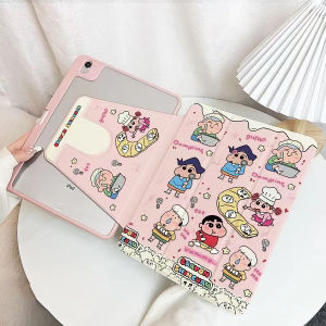 case iPad Gen9 Air6 Gen10 ที่ใส่ปากกา เครยอนชินจัง เคสiPadหมุน 360° Air5 Pro11 2024 Air7 Gen11
