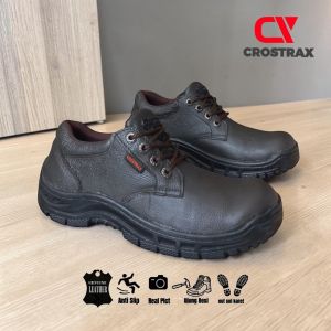 Sepatu Boot Pria Safety Ujung Besi Kulit 2 Warna Hitam Coklat Sepatu Boot Pria Ukuran Jumbo 40-46 Safety Low/Semi Boots Pria Cowok Laki-Laki Boot Savety But Sepeti Septi Buts Sevti Bot Septy Bots Sefty  kerja proyek Lapangan  big size