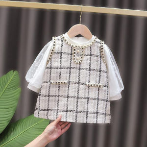 [Brandedbaby] 0 - 3T Casual Dress 2-in-1 Anak Perempuan Fashion Tweed Korean Premium