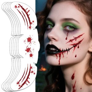 PENTU Waterproof Halloween Makeup Stickers Body Art Long Lasting Freckle Tatto Stickers Heart Disposable Bloodstain Blush Stickers Adults Children Use