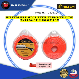 HILTEM BRUSH CUTTER TRIMMER LINE 3.5MM X 1LB /80M X TRIANGLE (ORANGE) H/DUTY NYLON STRING GRASS CUTTING ROPE/ TALI MESIN RUMPUT