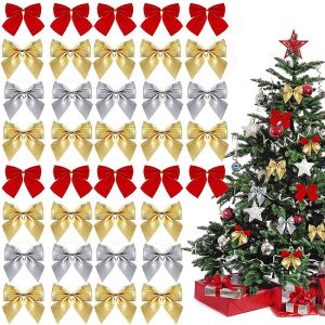 GAOSU 12Pcs Non-woven Gift Decor Birthday Party New Year Christmas Decoration Xmas Hanging Decorations Christmas Tree Ornaments Christmas Bows Bowknot