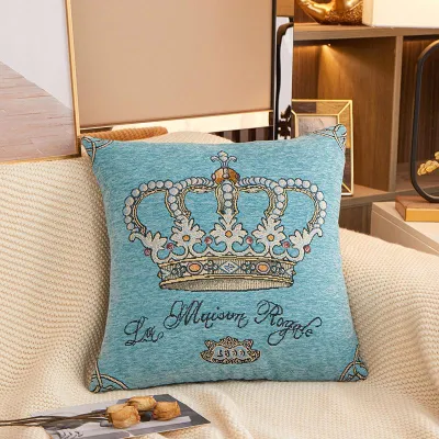 45×45cm Chenille Crown Embroidery Throw Pillow Covers Luxury Royal Crown Letter Embroidered Square Cushion Cases for European Vintage Light Luxury Sofa Bedroom Home Decor