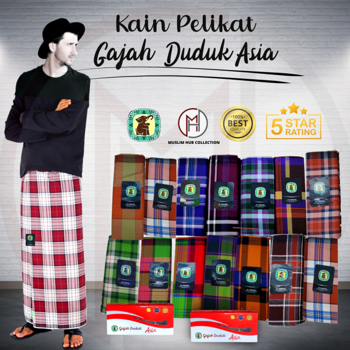 Kain Pelikat Gajah Duduk Asia (Original) boleh pilih warna Siap Jahit