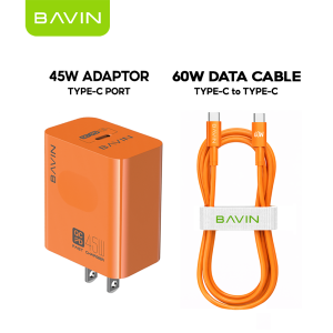 BAVIN PC800 45W PD Fast Charging Adapter Type-C Port & Data Cable for iPh / Android & Laptop (Supports iPh 17 Series)