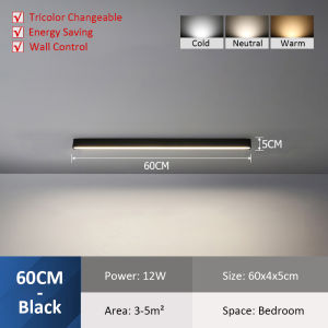 [Tricolor Changeable] 100CM Bedroom Lamp Dim Light Black Modern Tri Color Ceiling  Light Modern Design Celing Light Tricolor Led
