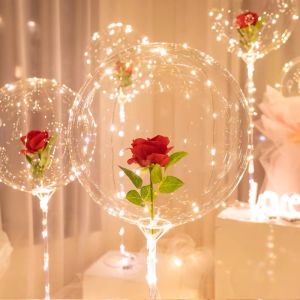 SG Seller Rose Flower Bubble Transparent Balloon (Diy) Fairy Lights Wedding Proposal Birthday Gift Party Decoration