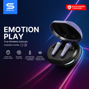 SOUL Emotion Play TWS Bluetooth Gaming ANC Dual Mic Low Latency True Wireless Earbuds Purple